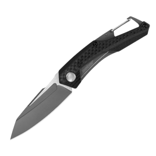       Blade Length 2.5 in. (6.4 cm)     Blade Material 8Cr13MoV     Blade Finish/Coating Titanium carbo-nitride coating, satin flats     Blade Thickness 0.1 in. (2.55 mm)     Closed Length 3.25 in. (8.3 cm)     Handle Material G10, carbon fiber overlay front     Handle Finish/Coating Titanium carbo-nitride coating steel back     Handle Thickness 0.33 in. (8.4 mm)     Overall Length 6.1 in. (15.6 cm)     Weight 1.6 oz. (46 g)