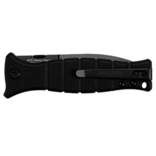       Blade Length 3.6 in. (9.2 cm)     Blade Material 8Cr13MoV     Blade Finish/Coating Black-oxide coating     Blade Thickness 0.15 in. (3.9 mm)     Closed Length 4.4 in. (11.2 cm)     Handle Material Glass-filled nylon     Handle Finish/Coating –     Handle Thickness 0.54 in. (13.7 mm)     Overall Length 8 in. (20.2 cm)     Weight 4.1 oz. (117 g)