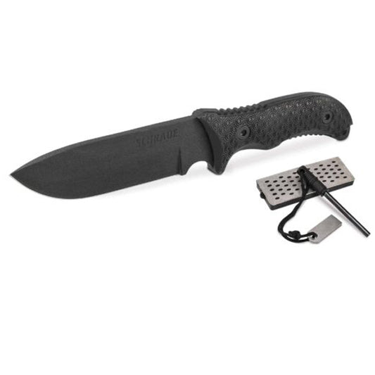      Overall Length: 10.41″     Handle Length: 5.36″     Blade Length: 5.05″     Overall Weight: 12.30 oz     Steel: 1095 High Carbon Steel     Handle Material: TPE