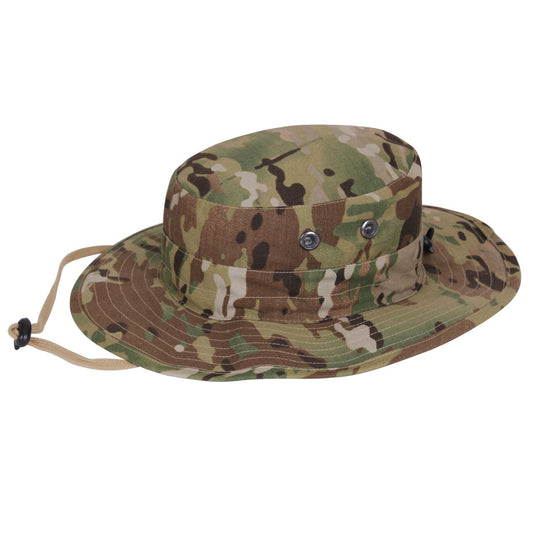 Rothco Adjustable Boonie Hat Multicam Military Style Cap Offers Unbeatable Sun Protection, While Four Screened Side Vents On The Boonie Cap Offer Optimal Cooling Airflow, A Necessity For Outdoor Missions Military Hat Is Made With A Comfortable, Durable, And Breathable Cotton / Poly Blend Elastic Cord And Lock Cinches At The Crown Of This Boonie Hat, Letting You Adjust The Head Size To The Perfect Fit www.defenceqstore.com.au