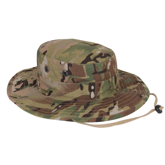 Rothco Adjustable Boonie Hat Multicam Military Style Cap Offers Unbeatable Sun Protection, While Four Screened Side Vents On The Boonie Cap Offer Optimal Cooling Airflow, A Necessity For Outdoor Missions Military Hat Is Made With A Comfortable, Durable, And Breathable Cotton / Poly Blend Elastic Cord And Lock Cinches At The Crown Of This Boonie Hat, Letting You Adjust The Head Size To The Perfect Fit www.defenceqstore.com.au