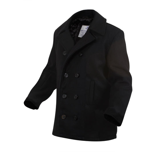 Rothcos U.S. Navy Type Wool Peacoat features a 29oz. Wool blend, quilted Nylon liner, 10 button front, center vent in lower back, 2 outside pockets and 1 inside pocket.