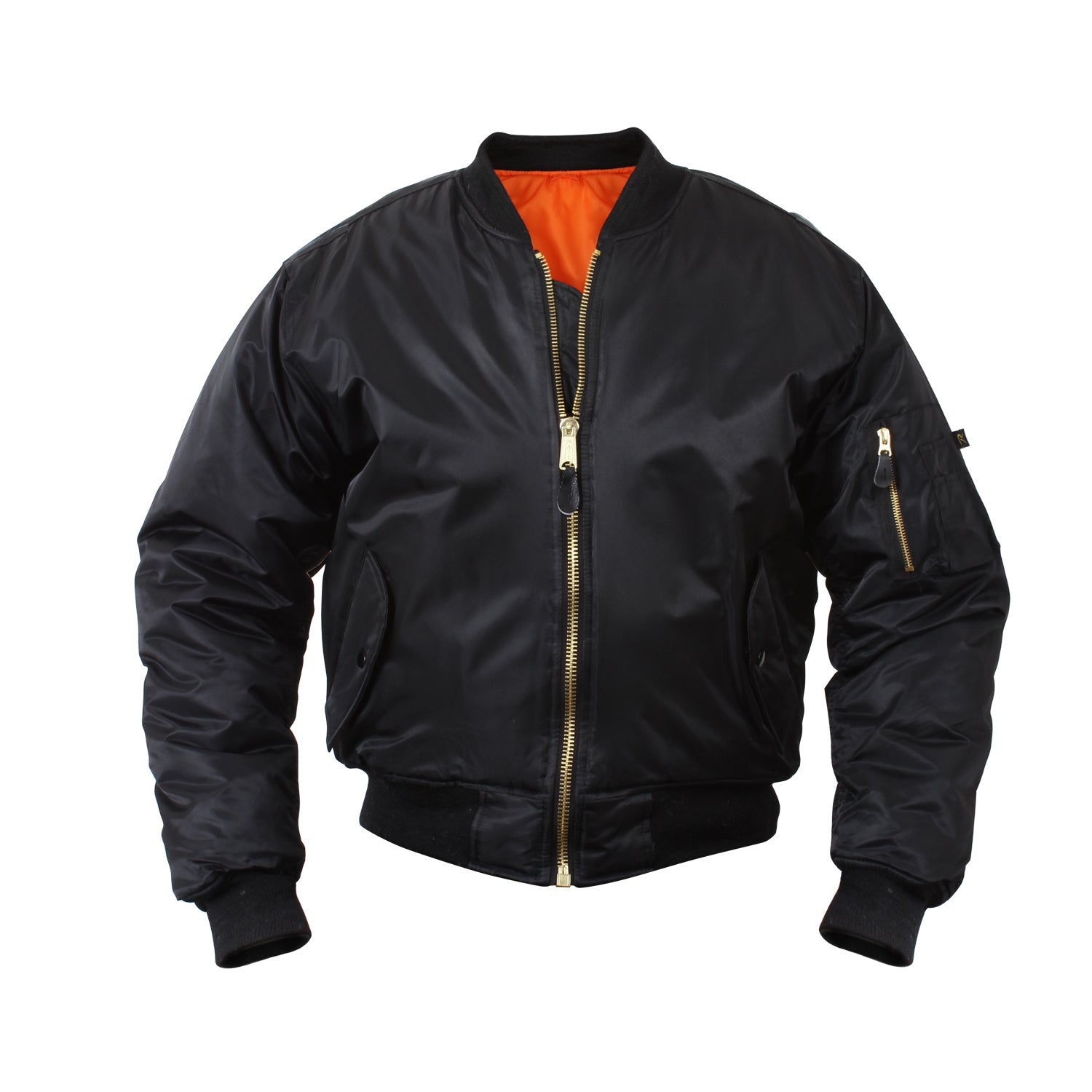 Rothco's MA-1 Flight Jacket features a fully reversible rescue orange polyester lining, and a 100% nylon water repellent outer shell to give a classic bomber jacket look