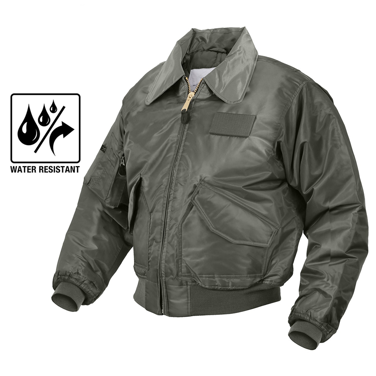 Rothco's CWU-45P (Cold Weather Uniform) Flight Jacket is designed with a water repelling nylon outer shell and a matching quilted polyester liner for optimal warmth; making this the ideal cold weather jacket you can own.