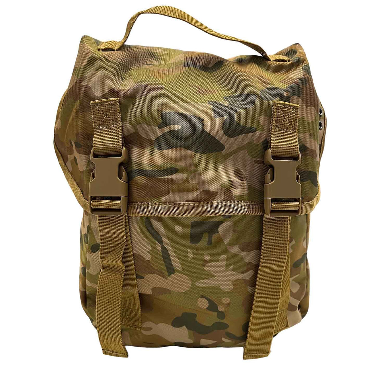 Australian Multicam MOLLE campatible Top loading pouch Internal gusset with drawcord Heavy duty webbing 900D Heavy duty fabric Nylon buckles 7LT capacity www.defenceqstore.com.au