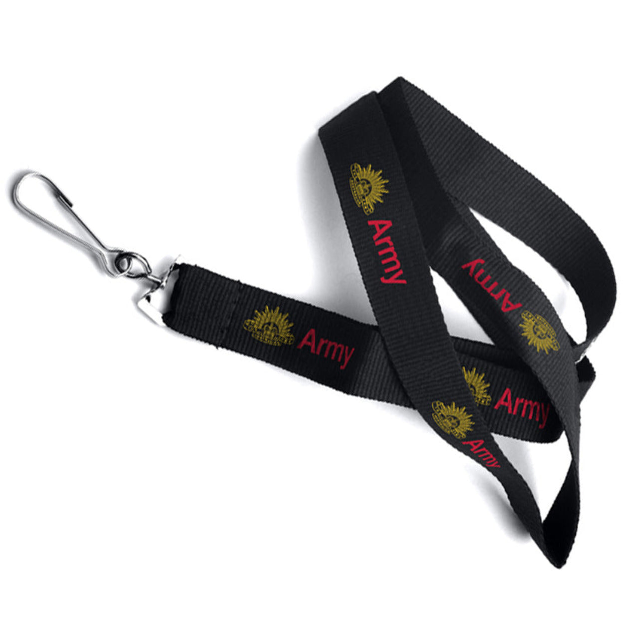 Australian Army branded 20mm lanyard with metal swivel clip.