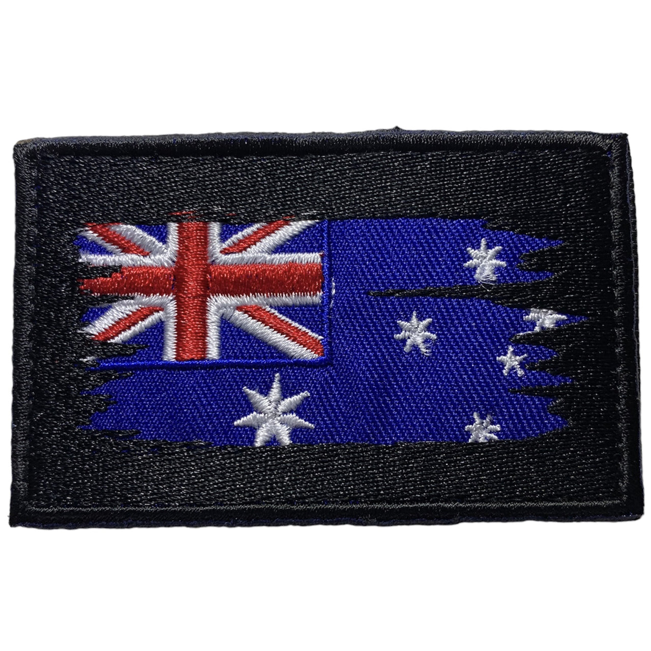 War Damaged Australian Flag Velcro Patch Hook & Loop  Battle worn flag on a patch to respect our serving and veterans out there.    Hook & Loop Provided  8cm x 5cm www.defenceqstore.com.au