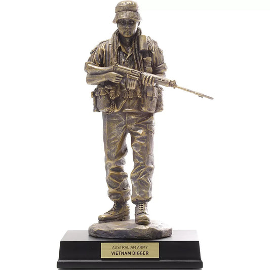 Own the sensational collector's edition of our fantastic Vietnam Digger figurine. Only 50 of the 5,000 Vietnam Digger figurines feature this unique gold finish, creating the Collector's Gold Edition.