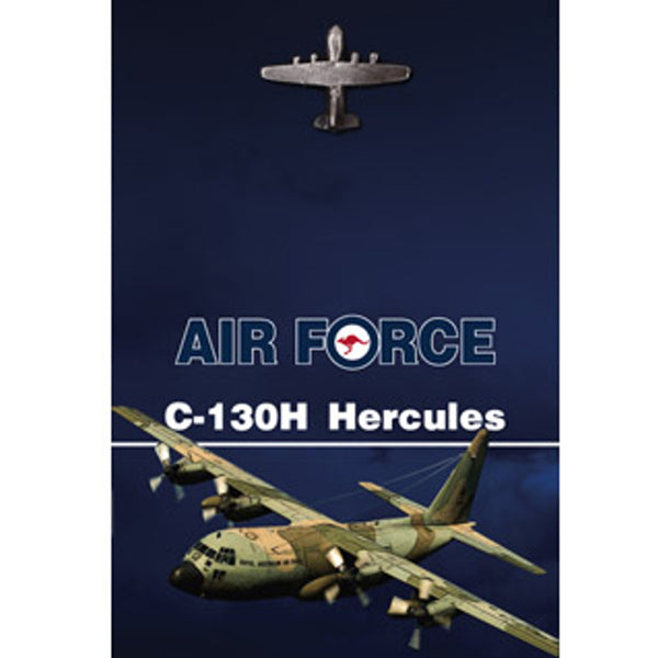 Get the quality C-130H Hercules Lapel in today. This 25mm nickel-plated lapel pin is a masterful 3D lapel pin, with a butterfly clasp on the back and comes on a presentation card.  Own this fantastic lapel pin today.  Specifications:  Material: Nickel-plated Colour: Silver Size: 25mm