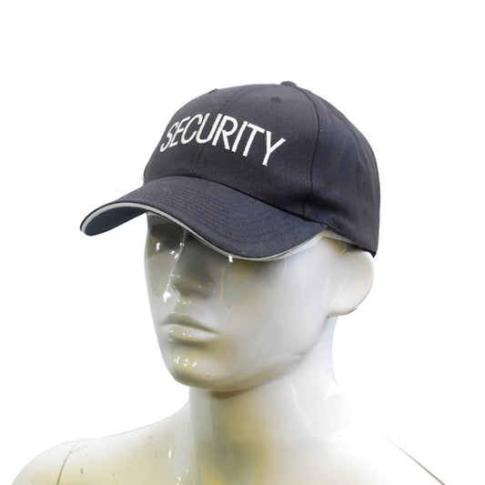 Embroidered “Security” in Front of baseball cap.  Colour: Black  Material: 100% Cotton  Size: One Size Fits all with a sliding size adjuster.