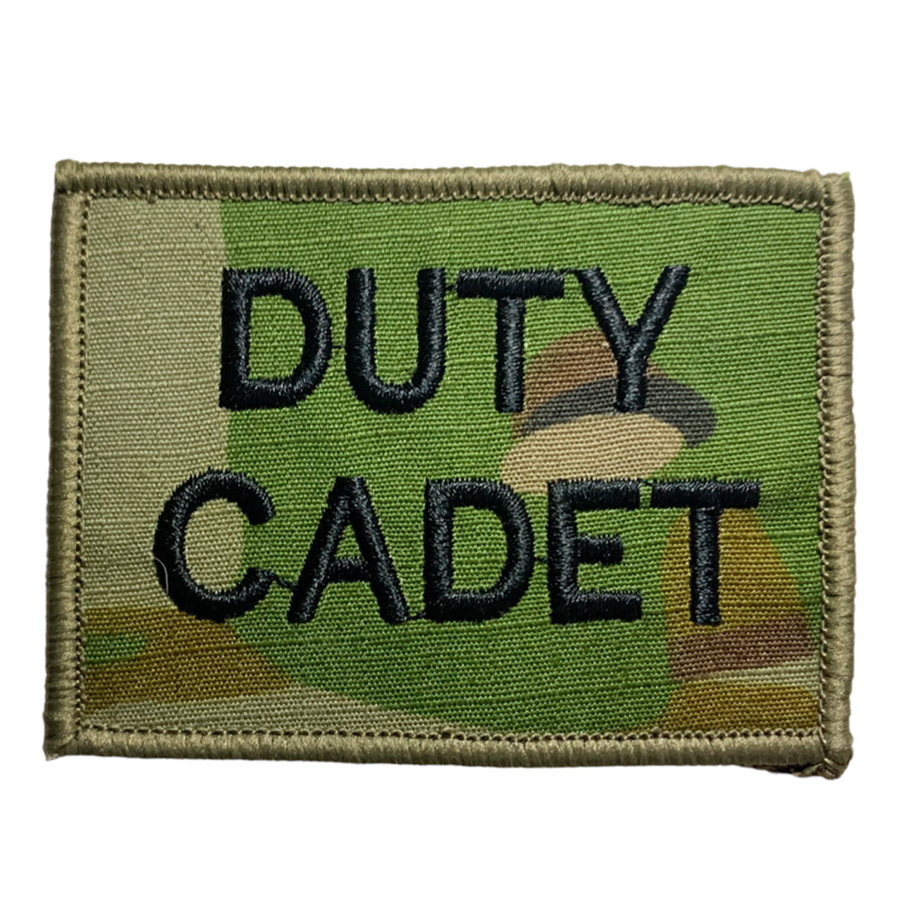 Duty Cadet Patch in various colours for a bit of fun.  We had the idea to come up with a range of fun options as well.   Size is 7.5cm x 5.5cm, lettering is 1.5cm in height.  All embroidery is done in upper case letters only as a FYI. www.defenceqstore.com.au