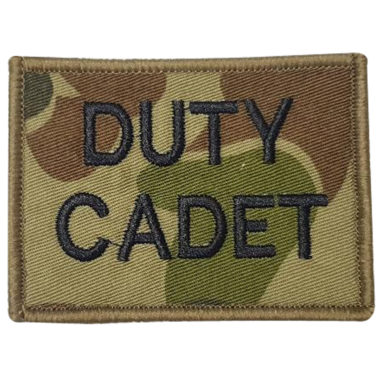 Duty Cadet Patch in various colours for a bit of fun. We had the idea to come up with a range of fun options as well. Size is 7.5cm x 5.5cm, lettering is 1.5cm in height. All embroidery is done in upper case letters only as a FYI. www.defenceqstore.com.au