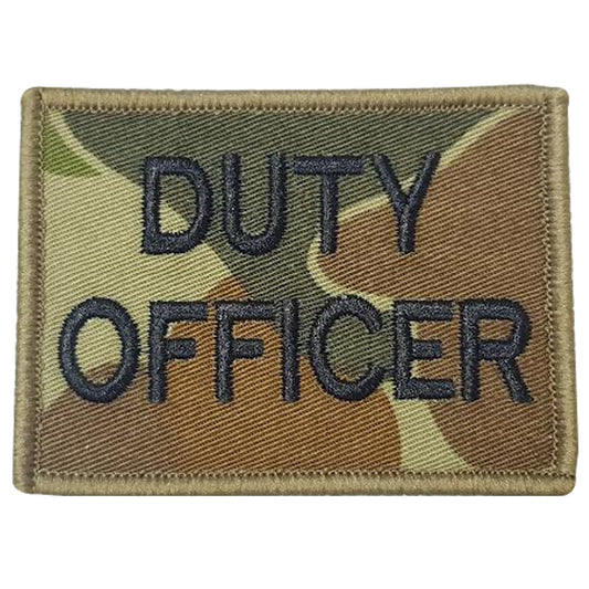 Duty Officer Patch in various colours for a bit of fun.  We had the idea to come up with a range of fun options as well.   Size is 7.5cm x 5.5cm  Used on Brassards but also great for personal patch collections and if you need a different material or colour thread send us an email and we can do it for you. www.defenceqstore.com.au