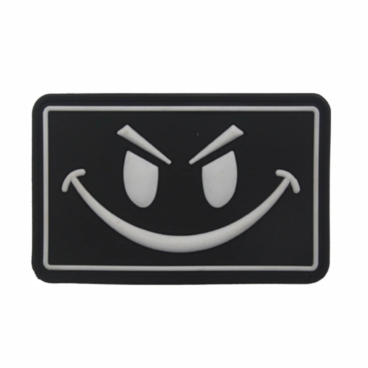 Big Evil Smiley PVC Patch Large, Velcro backed Badge. Great for attaching to your field gear, jackets, shirts, pants, jeans, hats or even create your own patch board. Size: 8x5cm www.defenceqstore.com.au