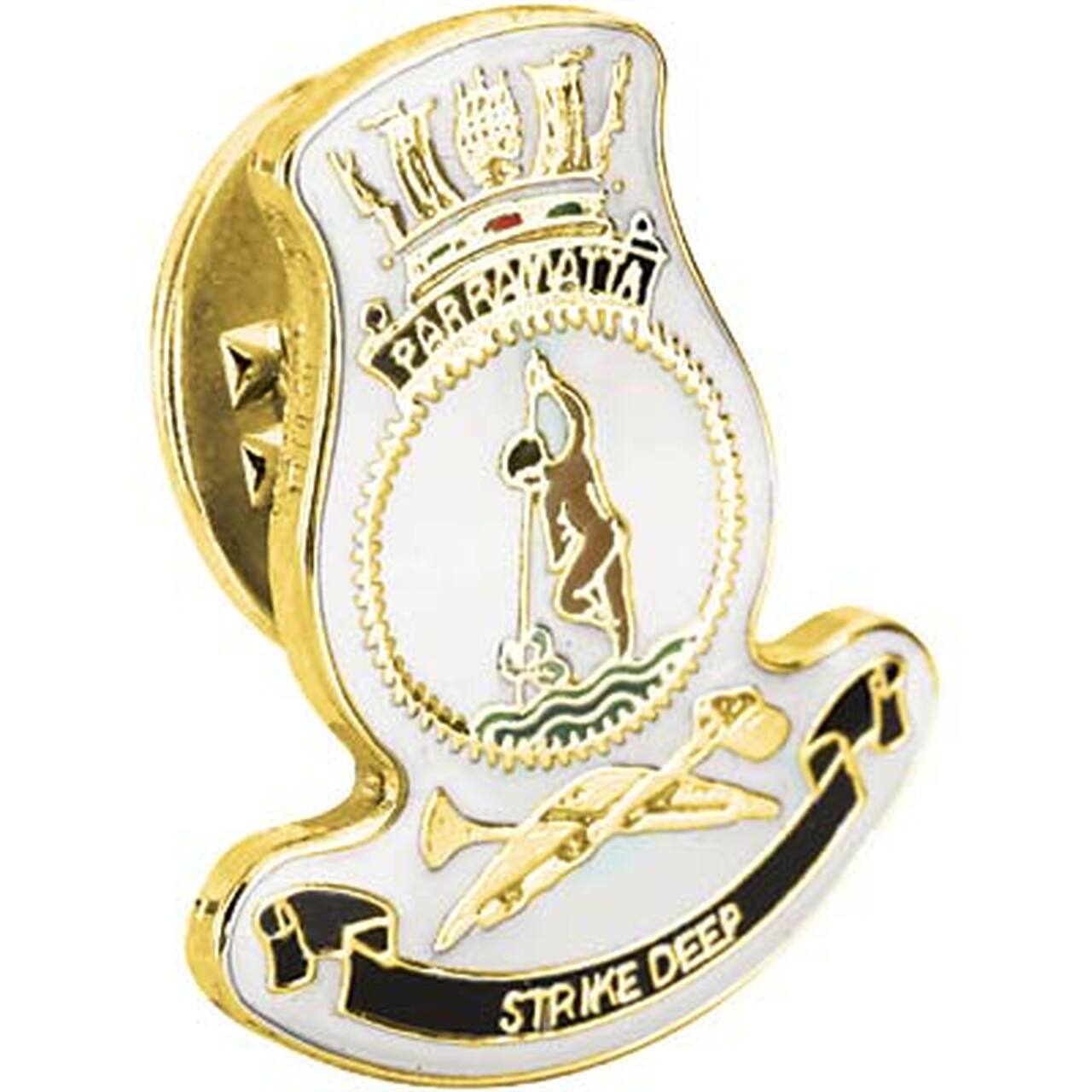 HMAS Parramatta 20mm full colour enamel lapel pin. This beautiful gold plated lapel pin will look great on both you jacket or on your cap.