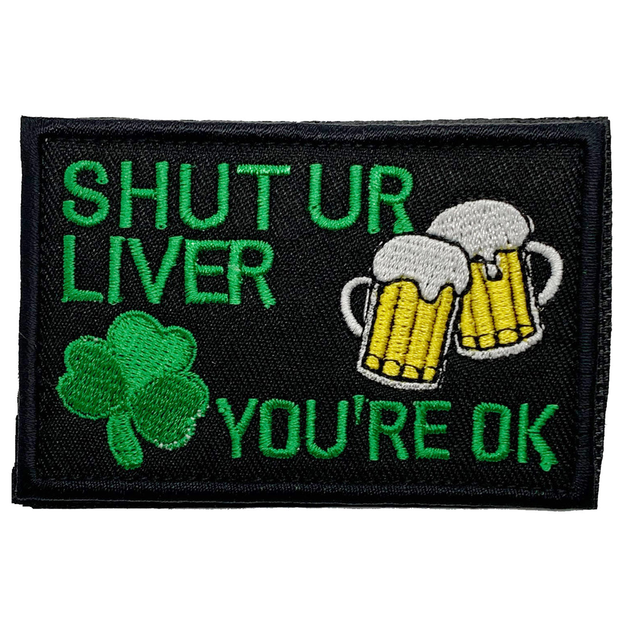 Irish Drinking Patch Hook & Loop  Size: 7.5x5cm   HOOK AND LOOP BACKED PATCH(BOTH PROVIDED) www.defenceqstore.com.au