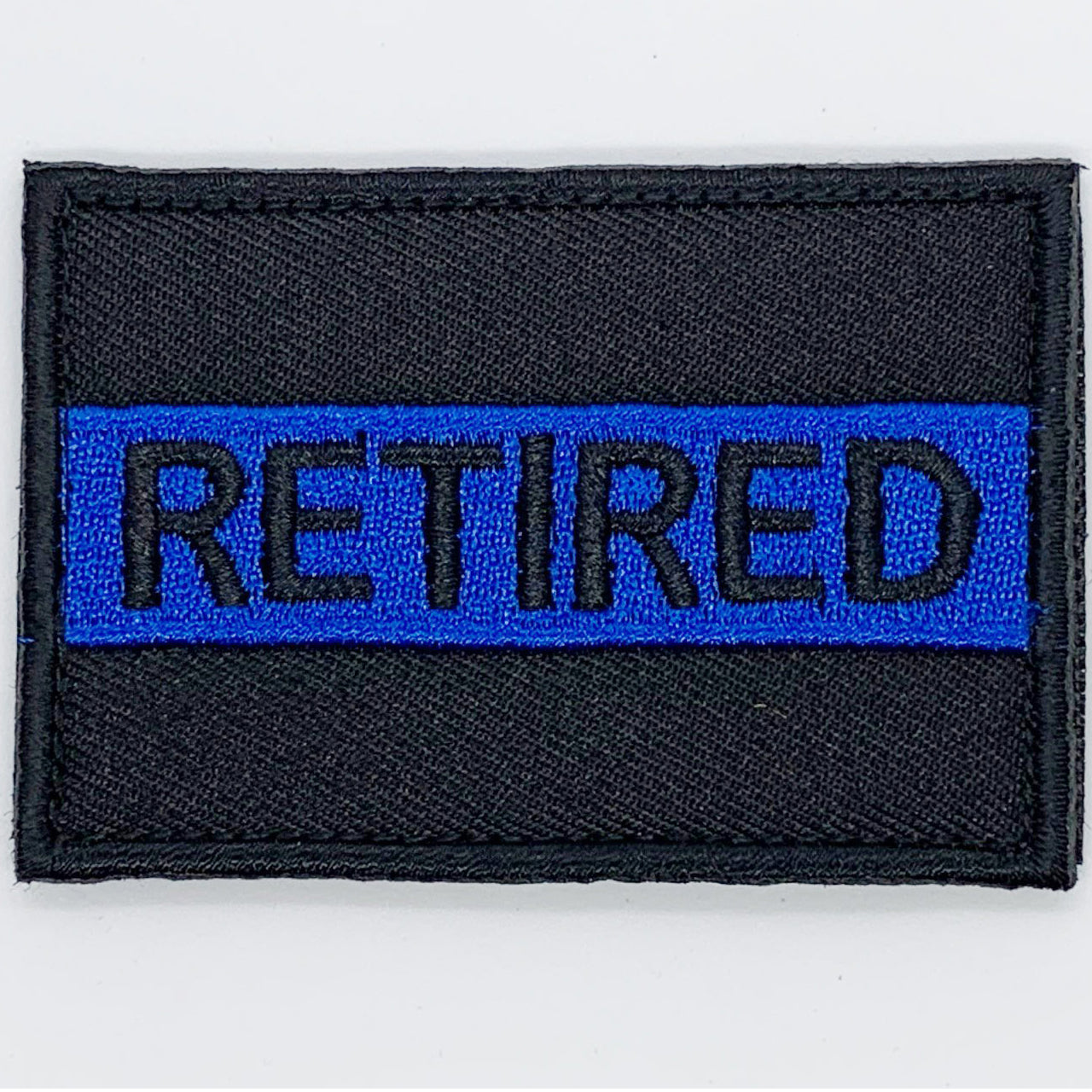 Retired Thin Blue Line Patch Hook & Loop.   Size: 8x5cm   HOOK AND LOOP BACKED PATCH(BOTH PROVIDED)