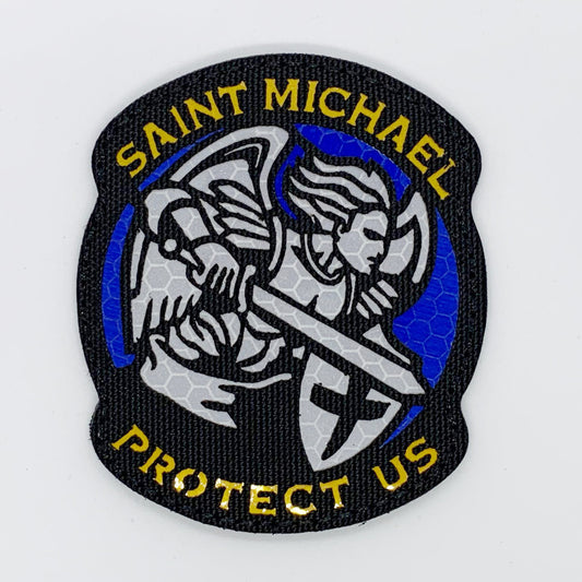 Saint Michael Reflective Laser Cut Patch Hook & Loop.   Size: 7x8.2cm  HOOK AND LOOP BACKED PATCH(BOTH PROVIDED) www.defenceqstore.com.au