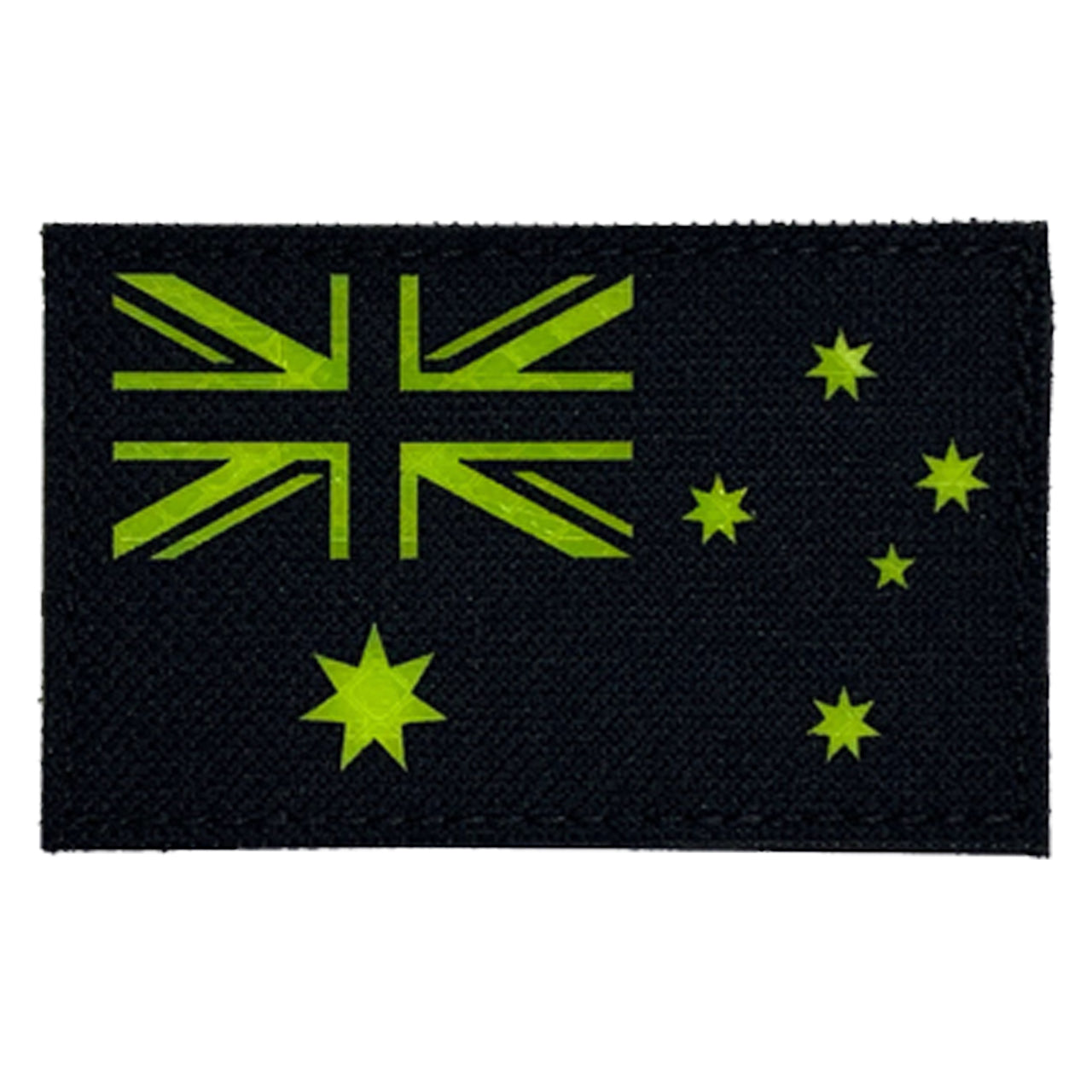 Australian Reflective Laser Cut Patch Hook & Loop Fluro Yellow  Genuine Coldura material  Size: 8x5cm   HOOK AND LOOP BACKED PATCH(BOTH PROVIDED)