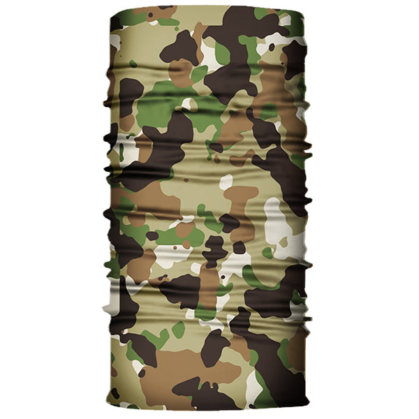 Various Camouflage Colours available for Face Bandana or Neck Gaiter. They are made from Microfiber Polyester which makes them very lightweight and very comfortable to wear. Because the material is so thin, it is very easy to breathe when you use as face cover.