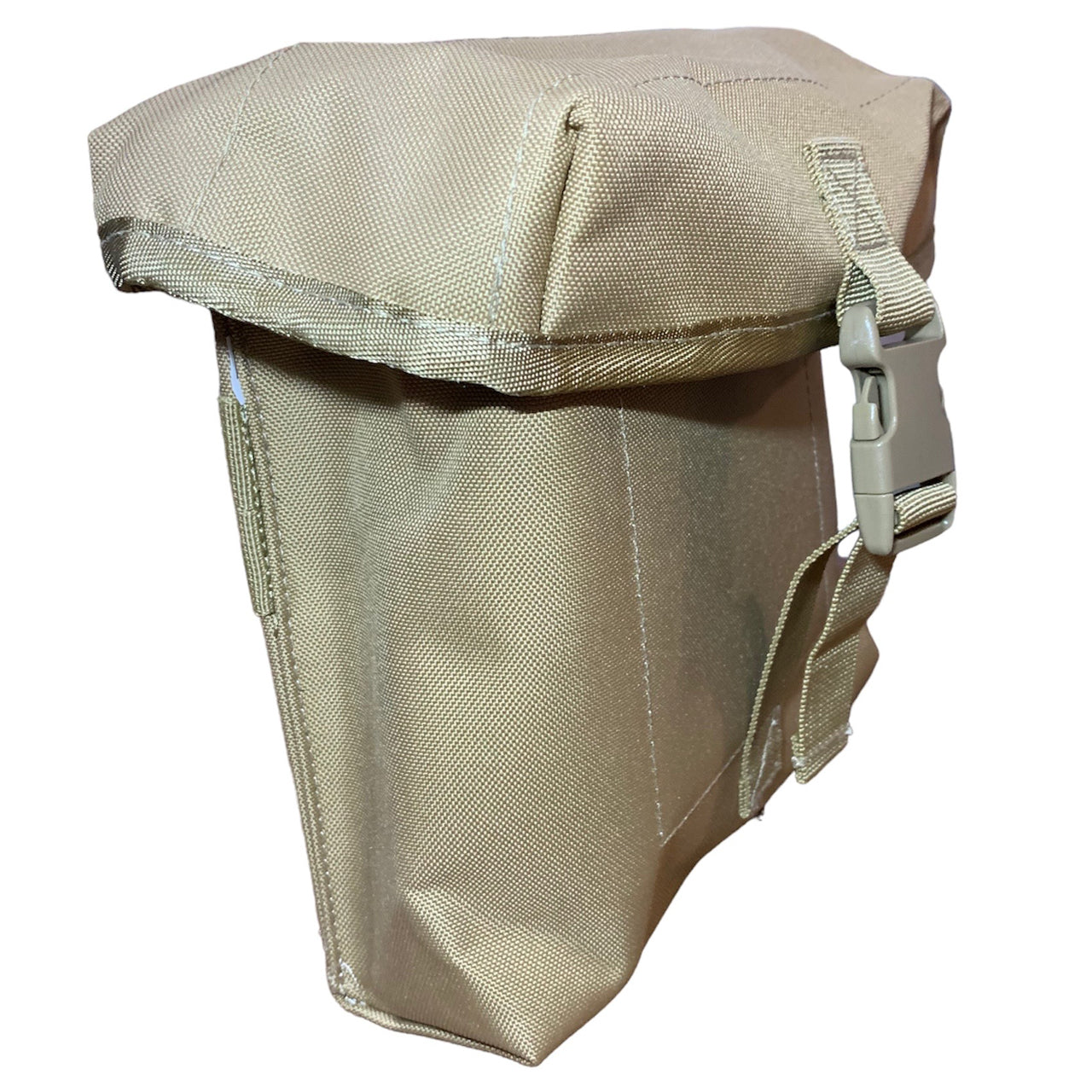 Minimi Pouch Khaki MOLLE fittings Top loading pouch Nylon webbing 900D fabric 2 coats PU coating Military specifications Nylon buckles Dimensions: 20x20x7cm www.defenceqstore.com.au