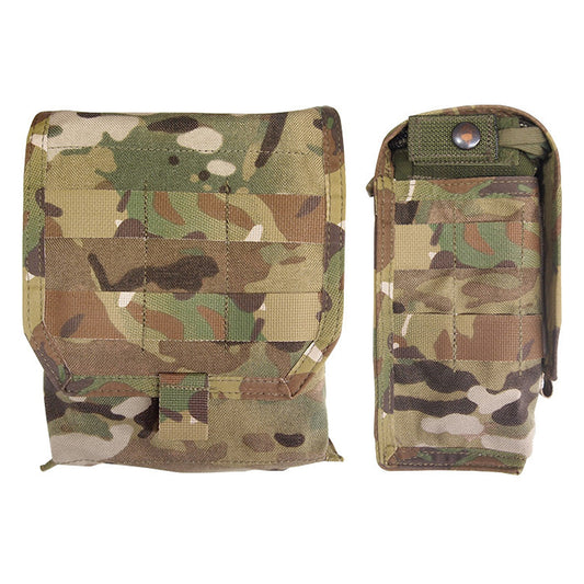 Designed to carry one 100rd 7.62NATO link box for the Mk48.   Also good for carrying ration packs or other medium size items.  MOLLE on the lid and sides allowing the attachment of smaller pouches.  www.defenceqstore.com.au
