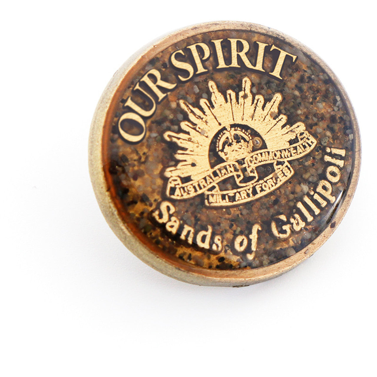 The sensational new Our Spirit Limited Edition Sands of Gallipoli Lapel Pin is a wonderful commemorative item. Containing sands from the beaches of Gallipoli and the limited edition number on the reverse, this lapel pin is the perfect way to commemorate and a fantastic addition to any lapel pin collection, big or small.