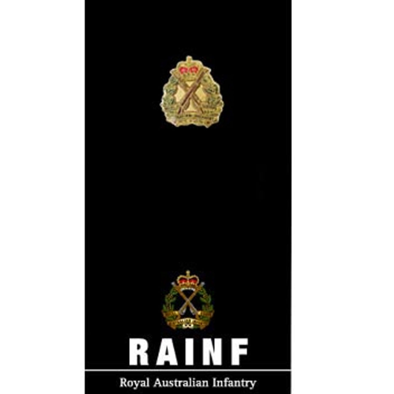 The Royal Australian Infantry Corps (RA Inf) 20mm full-colour enamel lapel pin. Displayed on a presentation card. This beautiful gold-plated lapel pin will look great on both your jacket and your cap.  Specifications:  Material: Gold-plated zinc alloy, enamel fill Colour: Green, gold, red Size: 20mm www.defenceqstore.com.au