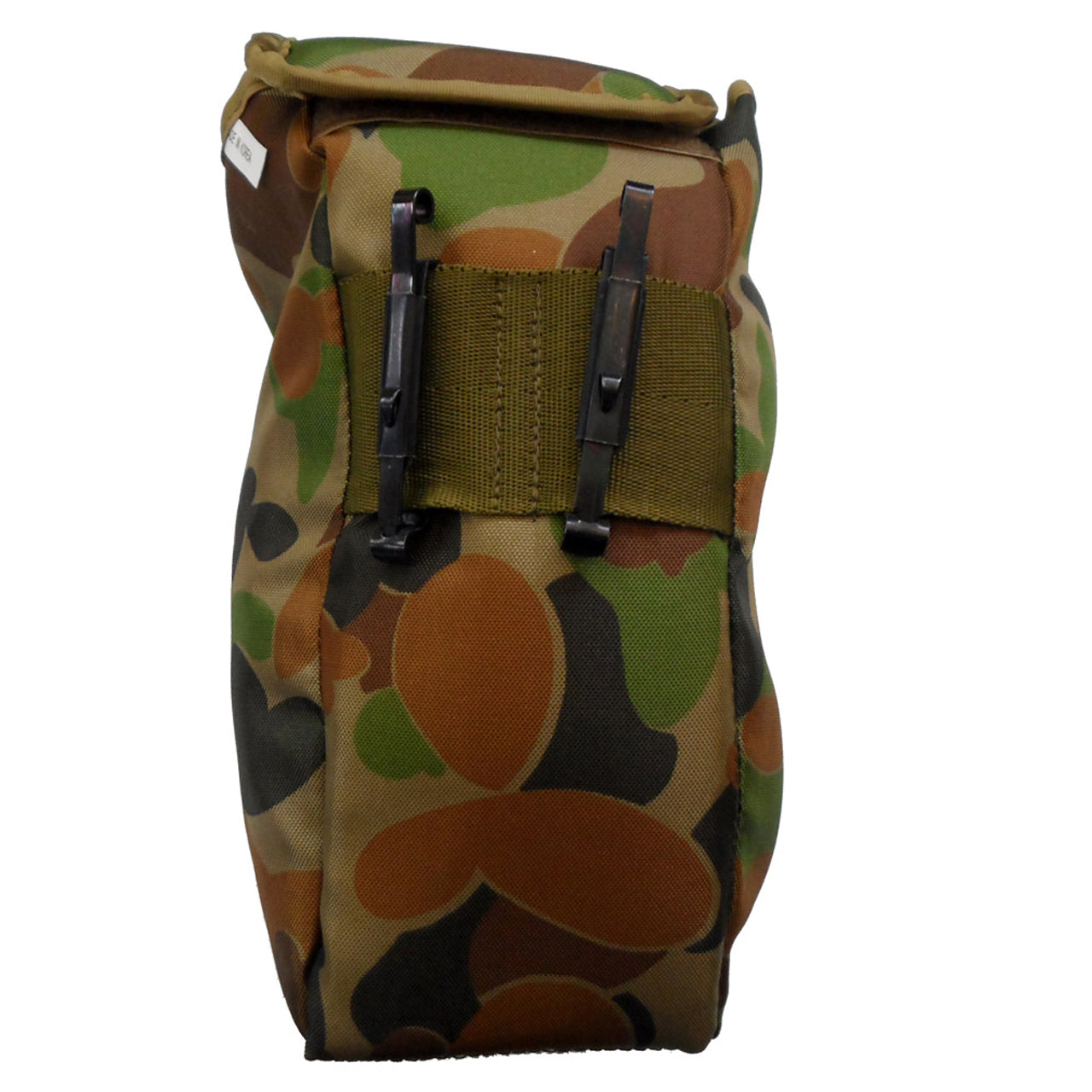 Padded Military style Pouch with Alice clip belt attachment Folded over top closure with Hook & loop. Measurements: 25cm(h) x 9 cm x 8 cm www.defenceqstore.com.au