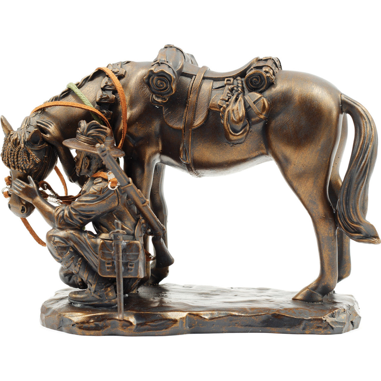 This cold cast bronze miniature figurine remembers the unique bond between men of the Australian Light Horse and their trusted Australian bred Waler mounts. www.defenceqstore.com.au