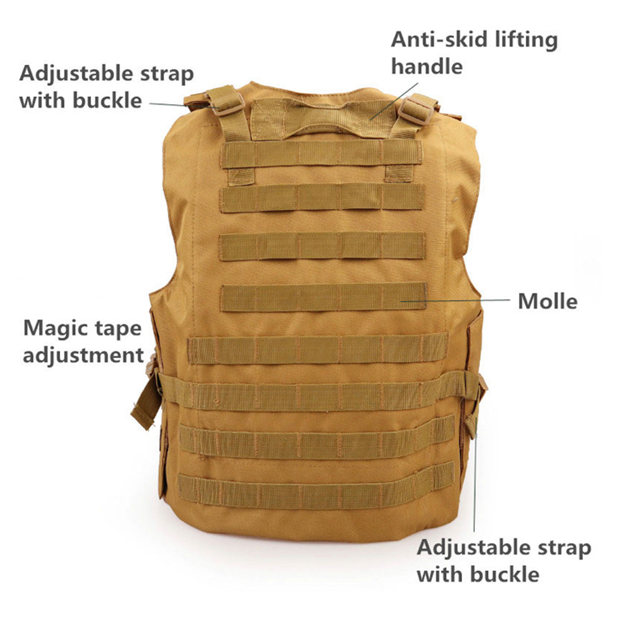 Army Tactical Vest Lightweight Loadout High quality 600D oxford material Front and back MOLLE design, x3 magazine pouch can be adopted to suit your assault style. Top tactical pouch is good for carrying small torch or multi-tool and you can attach patches. Small side pouch for carrying essential items. Adjustable waist and shoulder straps makes this a fast throw on vest. Great for Military, cadets, airsoft and other outdoor activities www.defenceqstore.com.au