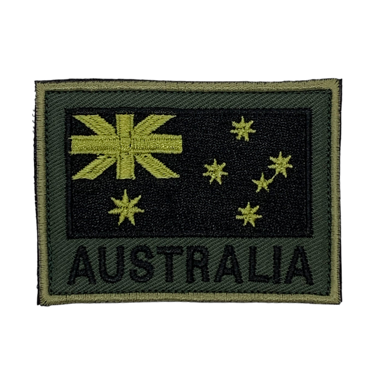 Australian Flag OD Green Patch  Comes with hook and loop  Size: 7.5cm x 5.5cm  www.defenceqstore.com.au