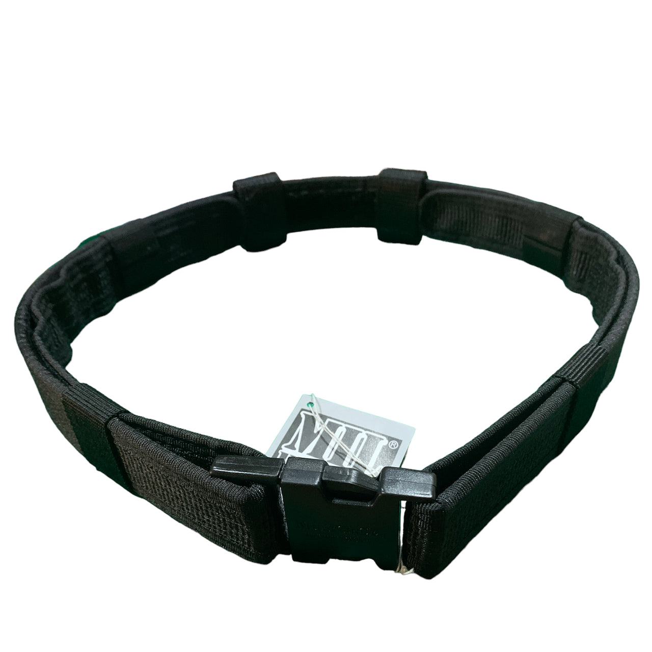 25mm Modern Tactical / Security belt, with 2 belt keepers / pouch fixers.  Heavy duty construction preventing rolling or saging from heavy loads.  Colour: Black  Size: 25mm wide with Adjustable length www.defenceqstore.com.au