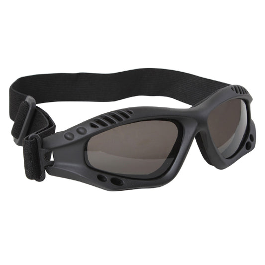 Lightweight Low-Profile Design Provides Eye Protection Without The Bulk Of Larger Goggles Foam Padded Frame Contours To The Head For A Comfortable Secure Fit Smoke Lenses Guard Against Harmful UVA And UVB Rays With UV400 Protection Goggles Provide Protection From Debris, Wind And Are Great For Outdoor Sports And Airsoft Anti-Scratch Coating Ensures Long-Lasting Durability Shatterproof Polycarbonate Lenses One Size Fits Most With The Adjustable 1" Elastic Strap