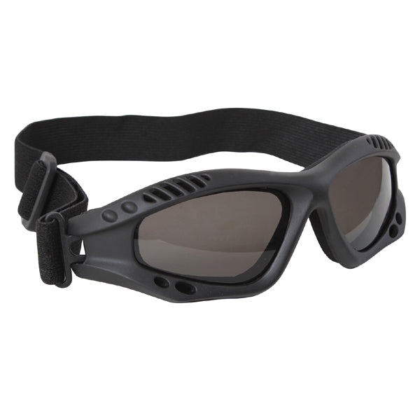      Lightweight Low-Profile Design Provides Eye Protection Without The Bulk Of Larger Goggles     Foam Padded Frame Contours To The Head For A Comfortable Secure Fit     Smoke Lenses Guard Against Harmful UVA And UVB Rays With UV400 Protection     Goggles Provide Protection From Debris, Wind And Are Great For Outdoor Sports And Airsoft     Anti-Scratch Coating Ensures Long-Lasting Durability     Shatterproof Polycarbonate Lenses     One Size Fits Most With The Adjustable 1" Elastic Strap