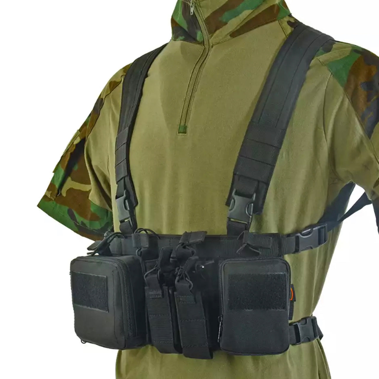 Defence Q Store Chest Rig X Harness The multi-functional assault MOLLE system combat vest is made of 600D waterproof oxford cloth. The fabric has high precision and strong functionality which is more suitable for outdoor activities. Great for Military, cadets, airsoft and other outdoor activities www.defenceqstore.com.au