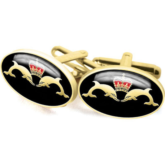 Submariners 20mm full colour enamel cuff links. Displayed on a presentation card. These beautiful gold plated cuff links are the perfect accessory for work or functions.