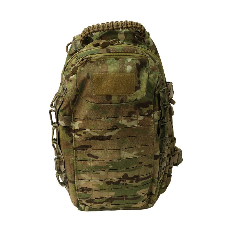 The EDC24 PACK is a 25-litre day pack suitable for either short patrols (24 hour) or as a larger EDC pack. The pack features three zippered compartments. The main compartment has an internal padded laptop sleeve (or bladder pocket) and zipped mesh compartment. This compartment also has a centre tube exit for a hydration tube or head set cable.