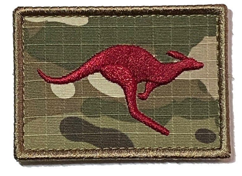 Velcro backed Badge  The Recon Kangaroo Multicam Patch is great for attaching to your field gear, jackets, shirts, pants, jeans, hats or even create your own patch board.  SIZE: 7X5CM