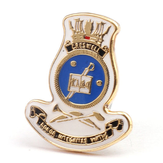 20mm lapel pin with the HMAS Creswell crest in full colour enamel. Presented on an information card.