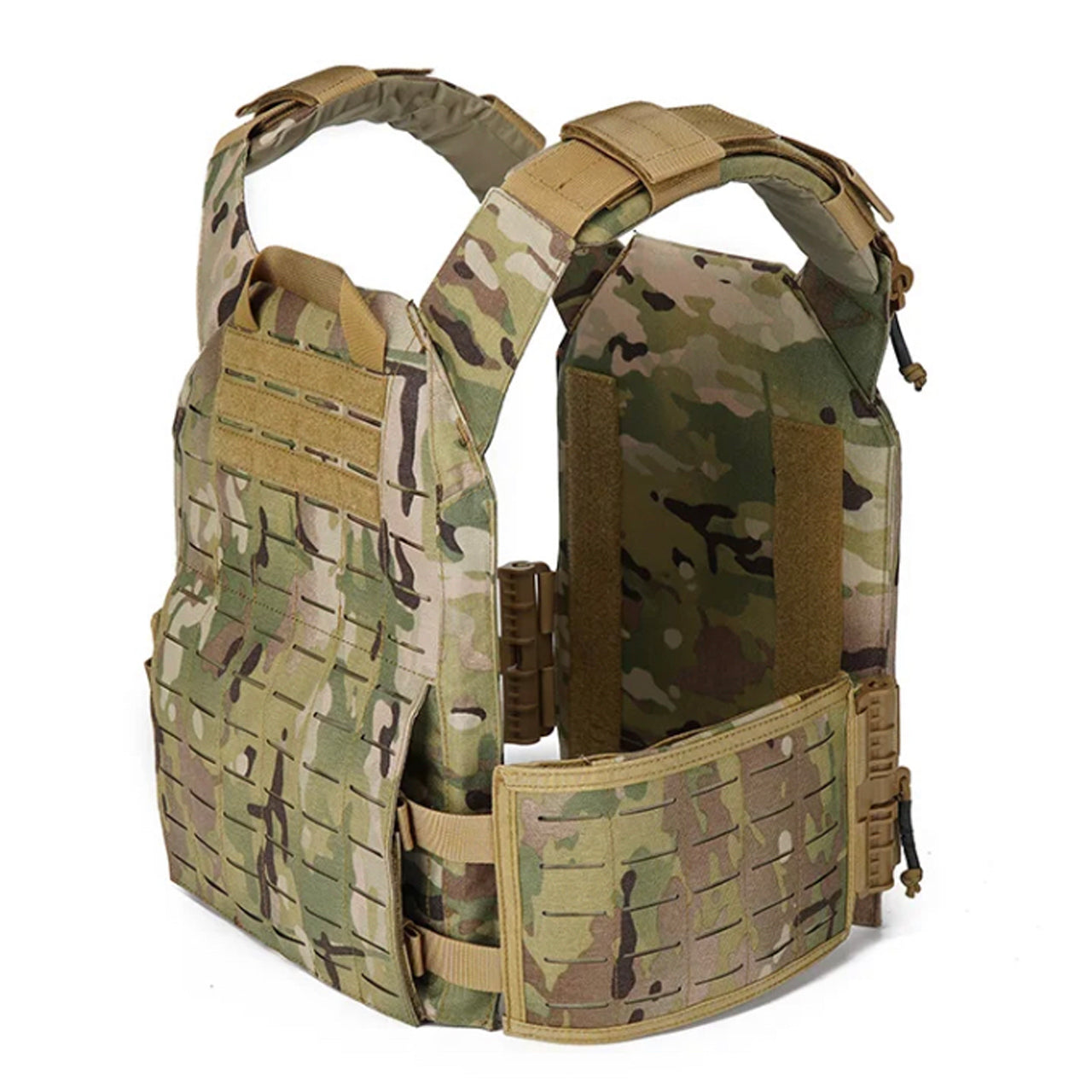 Grab this great tactical assault vest which is fully adjustable and lightweight and great for quick release when stuck in a tight situation. Great for drop and go exercises that require speed and light weight capabilities. Heavy duty 1050D Multicam fabric Fully adjustable shoulders and waist Patches can be attached One size fits most By Defence Q Store www.defenceqstore.com.au