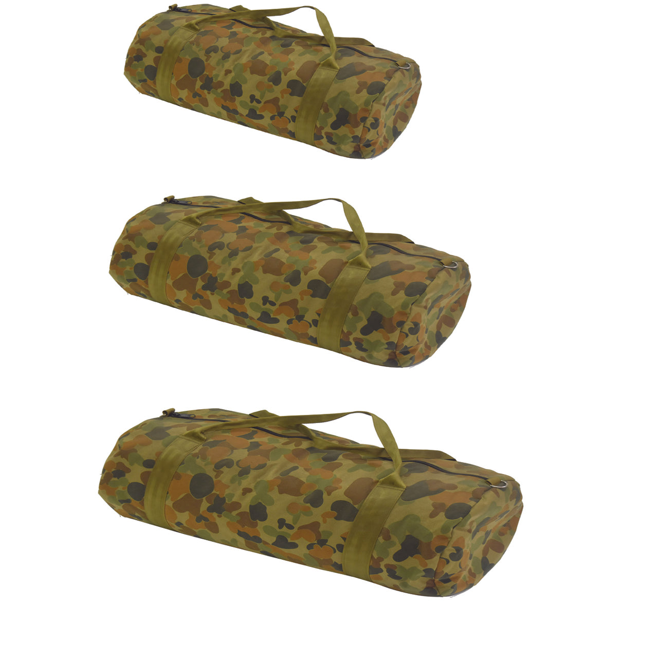 Duffle Bag  Colour: AUSCAM  Material: 1000d Nylon  18 Inch Measurements: 45 x 30 cm  28 Inch Measurements: 71 x 30 cm  36 Inch Measurements: 90cm x 30 cm