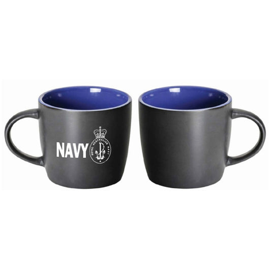 Give your morning brew an extra kick with this matt-finish mug with blue glaze inner and Royal Australian Navy logo.