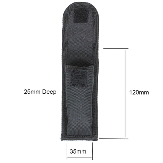 Small knife pouch made of heavy duty fabric with a velcro close and a fabric attachment on the back Small size Heavy duty fabric Velcro close Fabric attachment 12x3.5x2.5cm www.defenceqstore.com.au