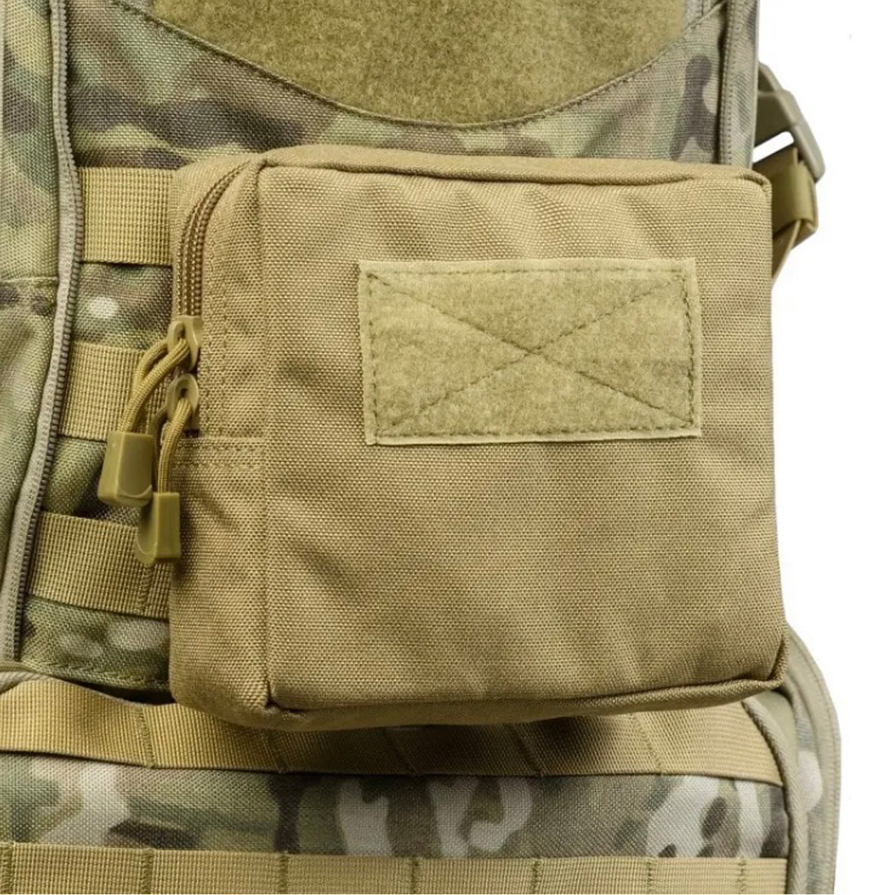 This is the perfect MOLLE pouch for attaching to your field gear. It's great for holding lots of items such as your mobile phone, snacks, tourniquets, notebooks and more. Main compartment with heavy duty zip 1 internal organiser pocket in main compartment Fit patches on the front, patch space size is 10.5x5cm 5cm deep x 16.5cm wide x 15cm high www.defenceqstore.com.au