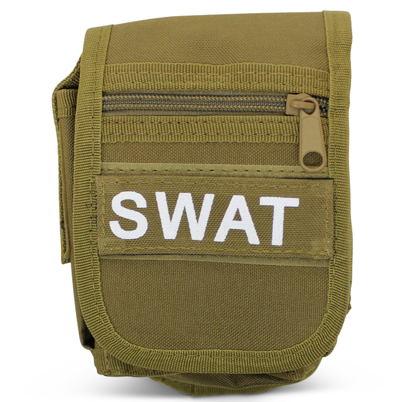 Army style utility pouch One main compartment, three side compartments and a small easy access zippered pouch Ideal for a variety of accessories such as electronics and tools Tough velcro closure for all compartments Includes velcro SWAT patch, can be replaced with your own velcro patches Adjustable velcro attachment loop with integrated snap button closure Can be attached to webbing, belts and packs www.defenceqstore.com.au