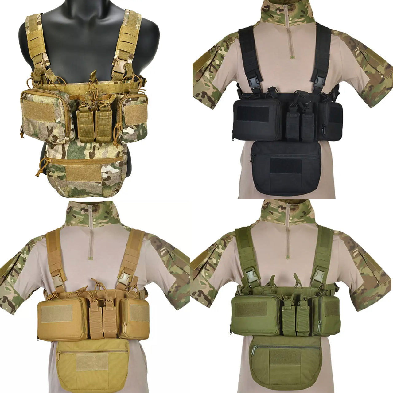 Defence Q Store Chest Rig X Expand Harness Made of 500D Nylon high strength material Lightweight, small and compact for added movement, high speed low drag!!! x4 large magazine pouches x2 small magazine pouches x2 front pouches x1 large removable under pouch Great for airsoft, military and cadet training exercises www.defenceqstore.com.au